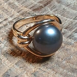 Honora Black Tahitian Pearl Ring Size 8